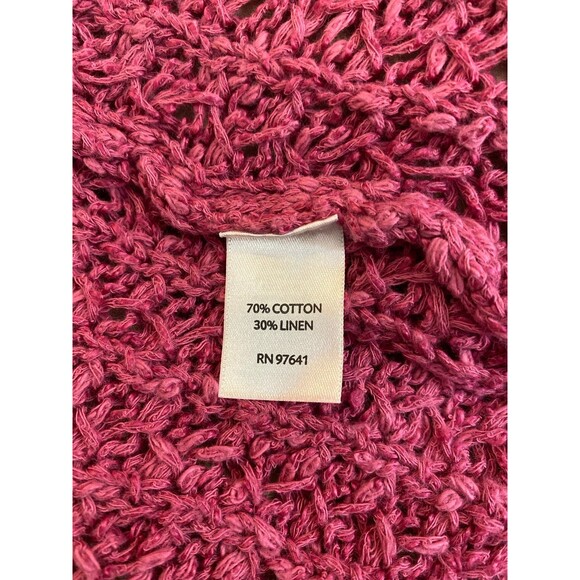 J Jill Rose Pink Linen Cotton Blend Open Weave Cardigan Sz Large Fuchsia Pink - Picture 8 of 10